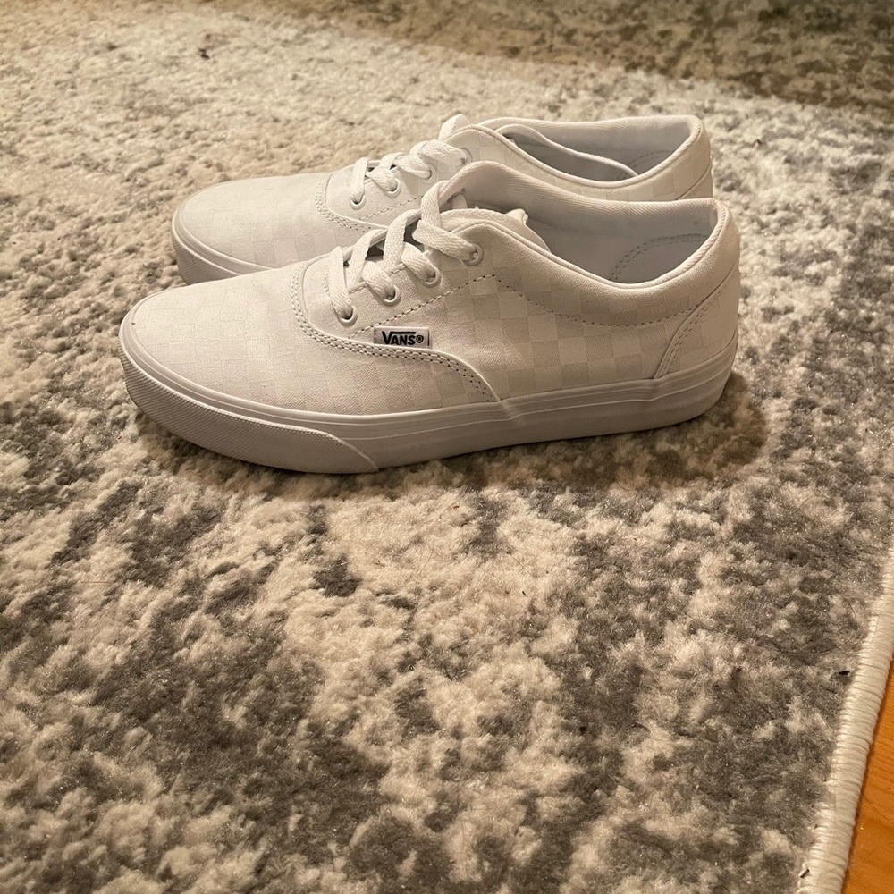 White checkered Vans